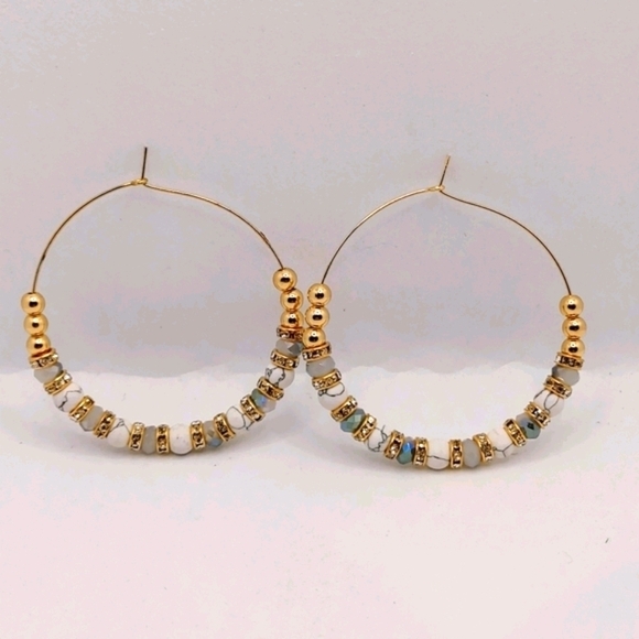 Marble Hoop Earrings - Picture 3 of 6